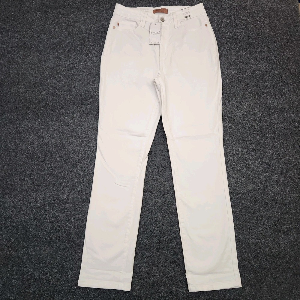 Judy Blue Womens 5|27 White Boyfriend Fit High Rise Stretch Denim Jeans Stretch